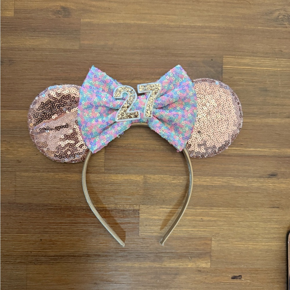Sequin Mouse Ears Headband with Bow